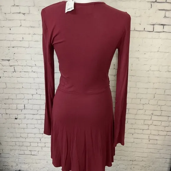 Free People Beach Womens Vance Mini Swing Dress Maroon Fit Flare Size S NEW E2