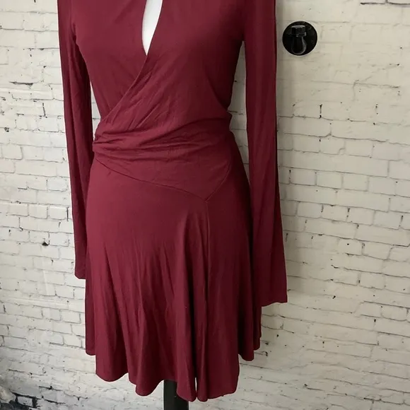 Free People Beach Womens Vance Mini Swing Dress Maroon Fit Flare Size S NEW E2