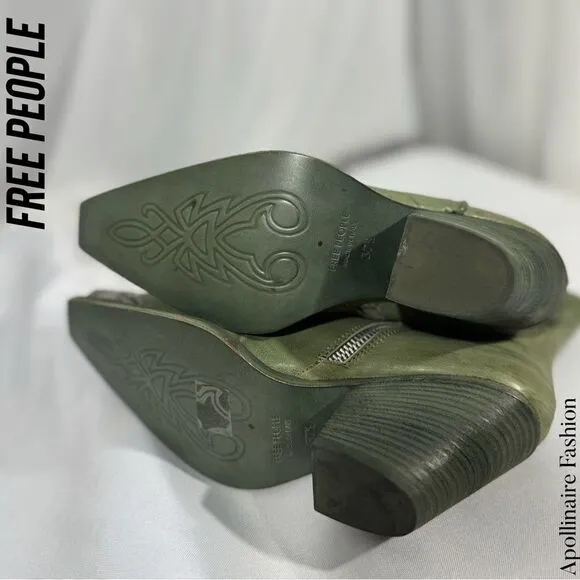 FREE PEOPLE BRAYDEN WESTERN BOOTS IN GREEN SIZE 37.5 NEW