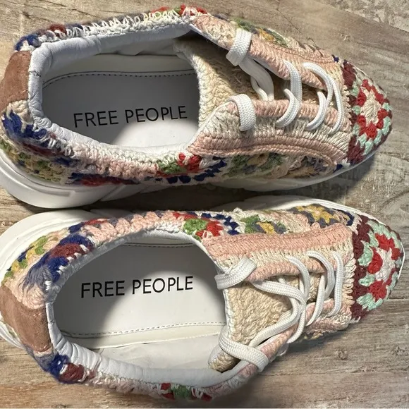 Free People Catch Me If You Can Crochet Platform Sneaker Multicolor EU 40 NWOT