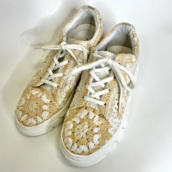 Free People Catch Me if You Can crocheted sneakers. Women's 39