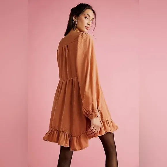 Free People Estella Velvet Flounce Minidress Sz XS