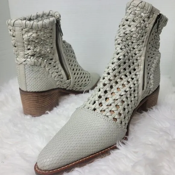 Free People In The Loop Woven Womens Bootie Size 8.5 Gray Leather Zip Boots
