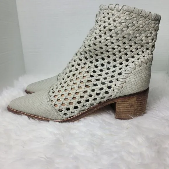 Free People In The Loop Woven Womens Bootie Size 8.5 Gray Leather Zip Boots
