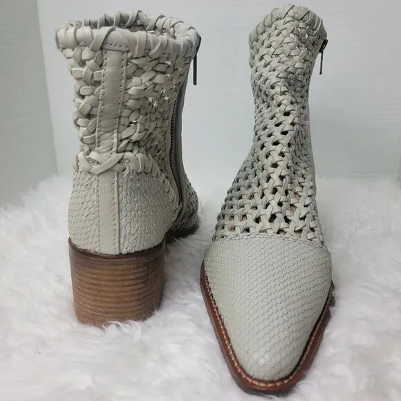 Free People In The Loop Woven Womens Bootie Size 8.5 Gray Leather Zip Boots