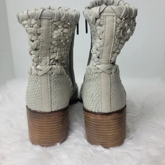 Free People In The Loop Woven Womens Bootie Size 8.5 Gray Leather Zip Boots
