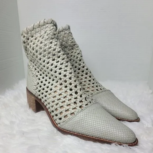 Free People In The Loop Woven Womens Bootie Size 8.5 Gray Leather Zip Boots