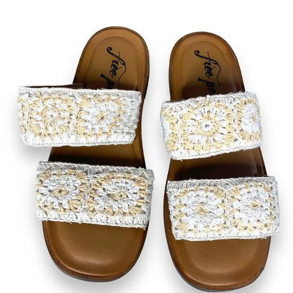 FREE PEOPLE Juliet Crochet Sandals / Ivory Combo size 38 7.5