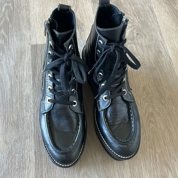 Free People Maverick Lace Up Wedge Boot Black Size 8