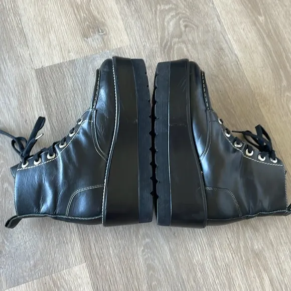 Free People Maverick Lace Up Wedge Boot Black Size 8