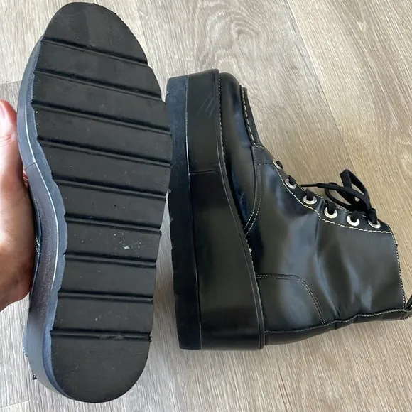Free People Maverick Lace Up Wedge Boot Black Size 8