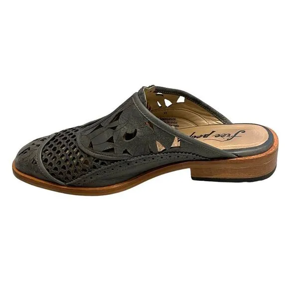 FREE PEOPLE Paramount Leather Boho Slip-On Loafer Mule Shoes Gray 39