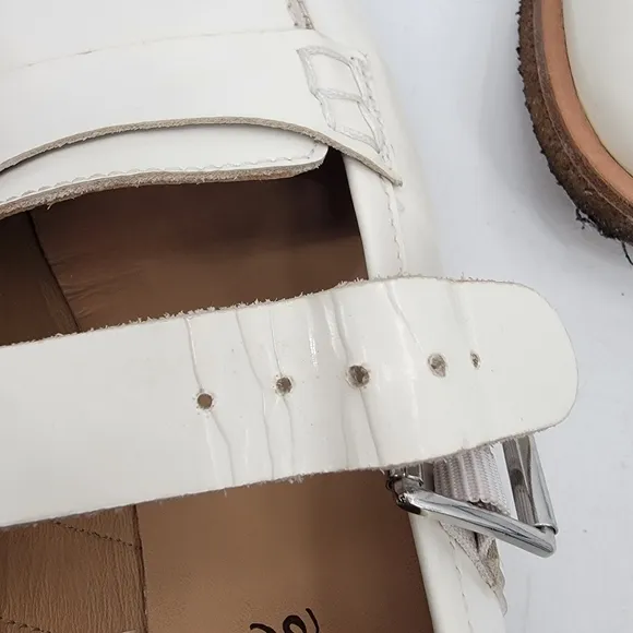 Free People Shoes Size 9.5 White Leather Penny Loafer Mary Janes Preppy Shoes