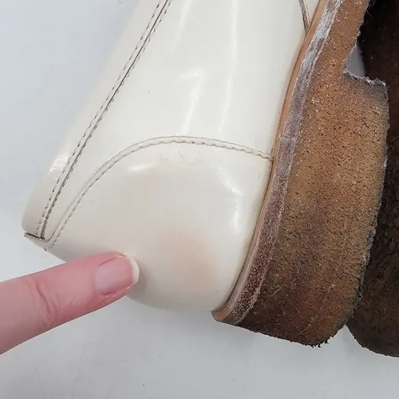 Free People Shoes Size 9.5 White Leather Penny Loafer Mary Janes Preppy Shoes