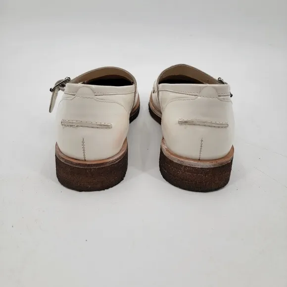 Free People Shoes Size 9.5 White Leather Penny Loafer Mary Janes Preppy Shoes