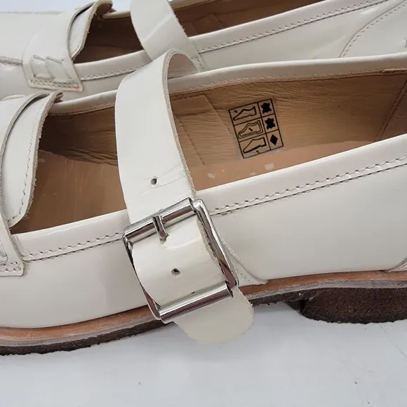 Free People Shoes Size 9.5 White Leather Penny Loafer Mary Janes Preppy Shoes