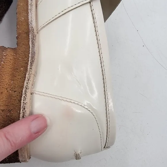 Free People Shoes Size 9.5 White Leather Penny Loafer Mary Janes Preppy Shoes