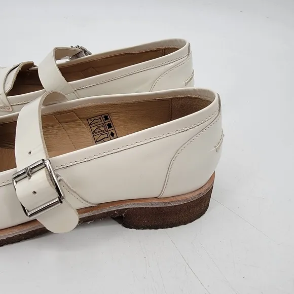 Free People Shoes Size 9.5 White Leather Penny Loafer Mary Janes Preppy Shoes