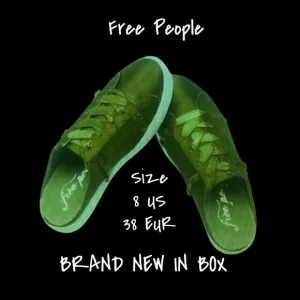 Free People Sneakers Khaki Satin Slip On Shoes Women's 8 US 38 EUR New In Box
