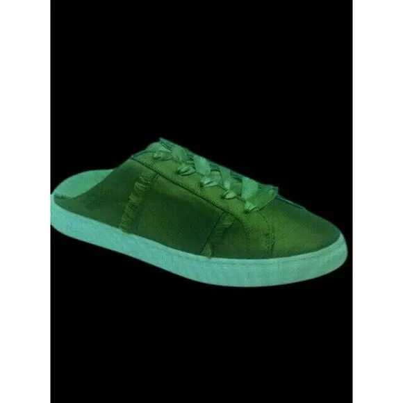 Free People Sneakers Khaki Satin Slip On Shoes Women's 8 US 38 EUR New In Box