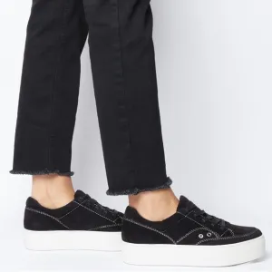 Free People Vagabond Platform Jessie Sneakers in Black Suede Size 7