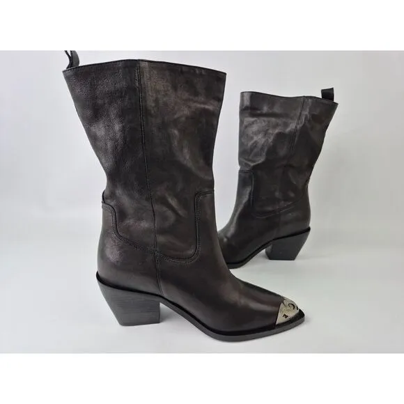 Free People Women's Black Leather Faster Horses Filigree Boots Size 40