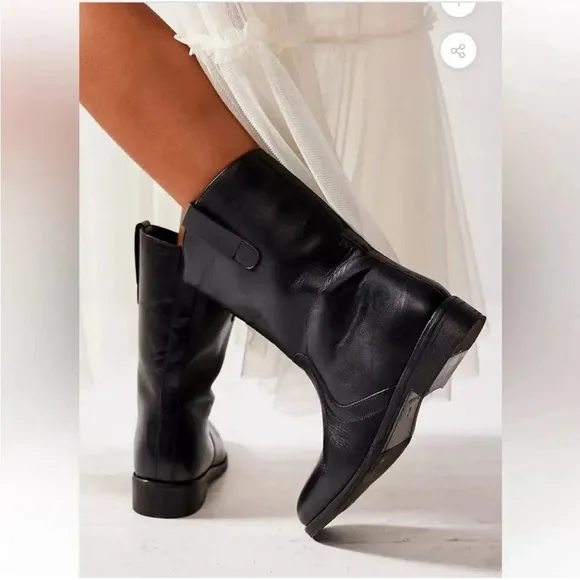 Free People Womens Shoes Boots Black LeatherEaston Equestrian Size 37.5 US 7