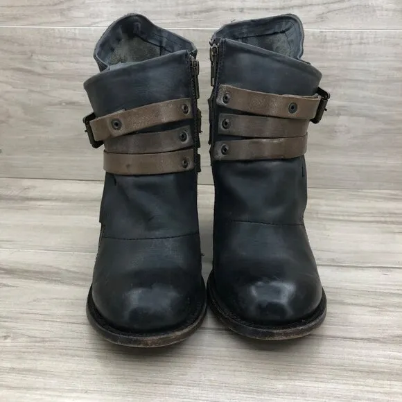 Freebird Ankle Boots Womens 7 Blaze Black Leather Zip Booties