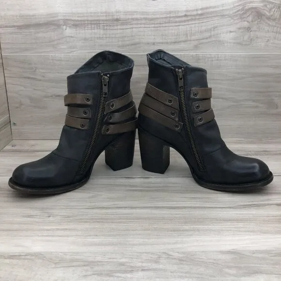 Freebird Ankle Boots Womens 7 Blaze Black Leather Zip Booties