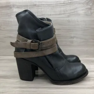 Freebird Ankle Boots Womens 7 Blaze Black Leather Zip Booties