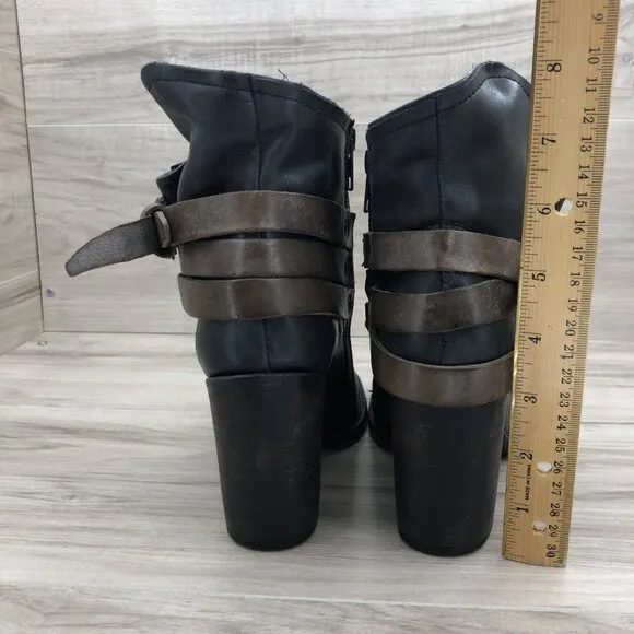 Freebird Ankle Boots Womens 7 Blaze Black Leather Zip Booties