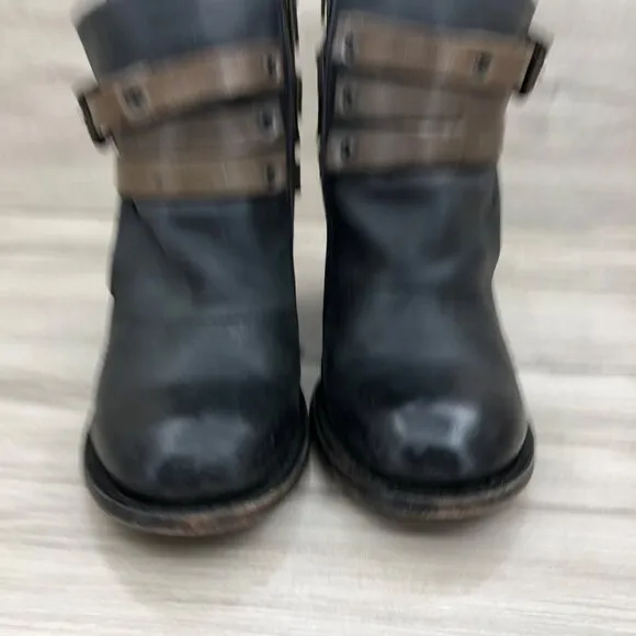 Freebird Ankle Boots Womens 7 Blaze Black Leather Zip Booties