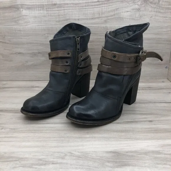 Freebird Ankle Boots Womens 7 Blaze Black Leather Zip Booties