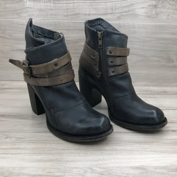 Freebird Ankle Boots Womens 7 Blaze Black Leather Zip Booties