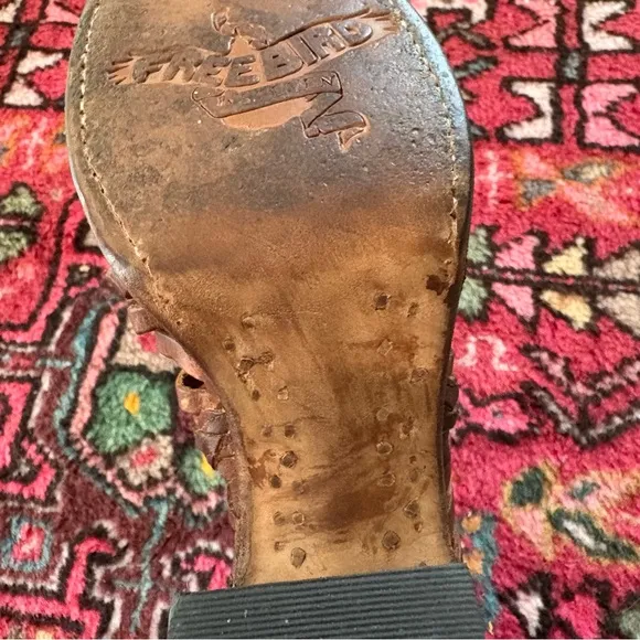 Freebird by Steven BELLA Brown Sandals with heel size 8 boho leather festival