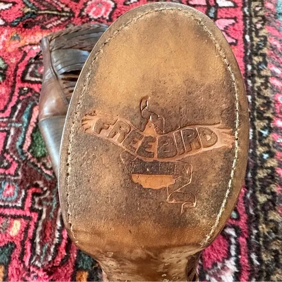 Freebird by Steven BELLA Brown Sandals with heel size 8 boho leather festival