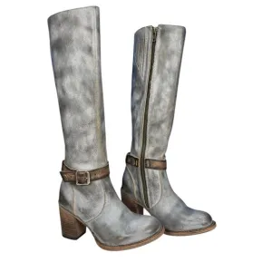 Freebird By Steven Holland Gray Smoke Leather Boots Size 8