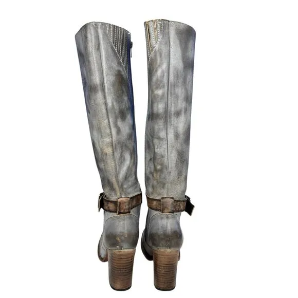 Freebird By Steven Holland Gray Smoke Leather Boots Size 8