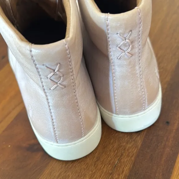 FRYE Beige Leather High-Top Sneakers with Zipper
