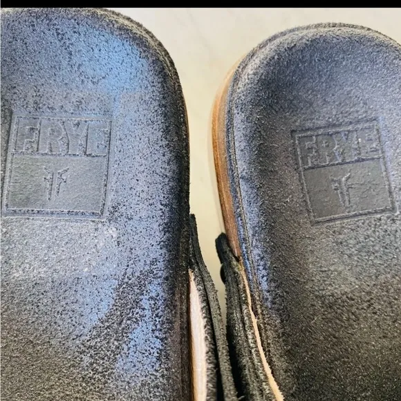 𝅺FRYE black mules slip on shoes sz 7M