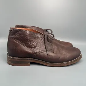 FRYE Bowery James Men's size 9 Dark Brown Leather Chukka Boots Lace Shoes Ankle