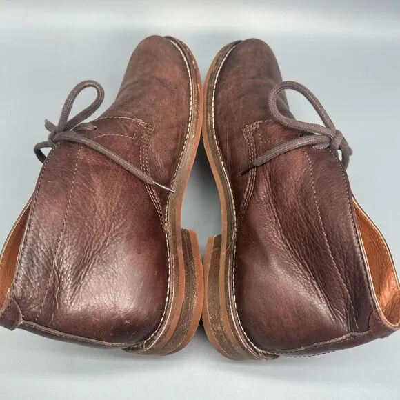 FRYE Bowery James Men's size 9 Dark Brown Leather Chukka Boots Lace Shoes Ankle