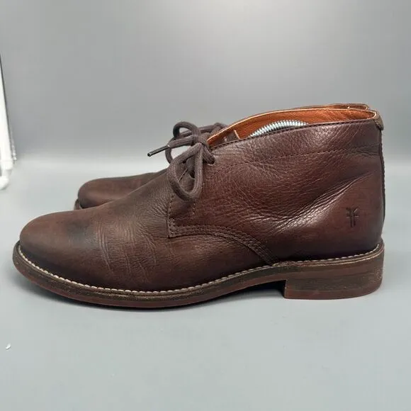 FRYE Bowery James Men's size 9 Dark Brown Leather Chukka Boots Lace Shoes Ankle