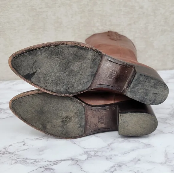 Frye Brown Leather Cowgirl Cowboy Western Boho Women's Riding Boots