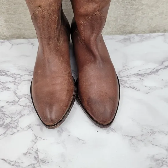 Frye Brown Leather Cowgirl Cowboy Western Boho Women's Riding Boots
