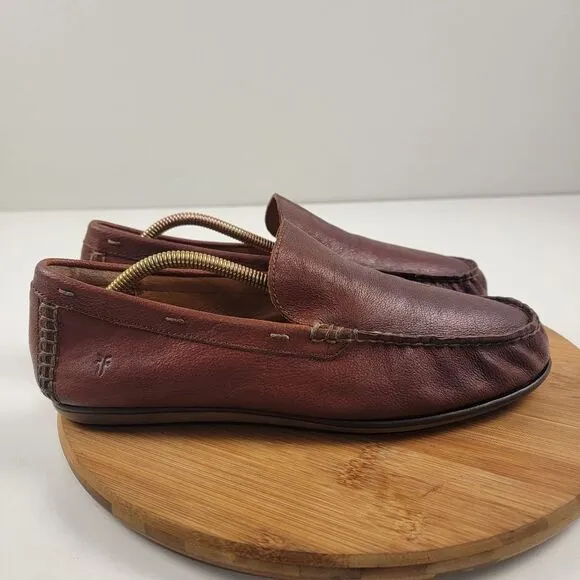 Frye Brown Leather Slip On Loafers Mens Size 10