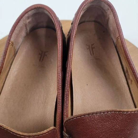 Frye Brown Leather Slip On Loafers Mens Size 10