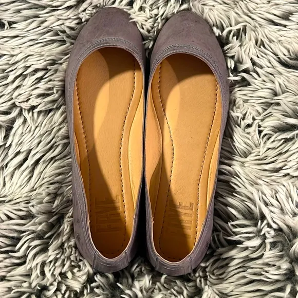 Frye Carson Ballet leather flats in color steel blue size 10M. New in box.