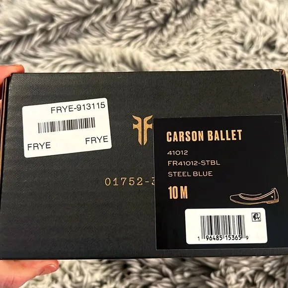 Frye Carson Ballet leather flats in color steel blue size 10M. New in box.