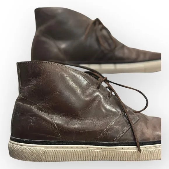 Frye Chukka Essex Gates Leather Cognac Brown Leather High-Top Size Mens 10.5